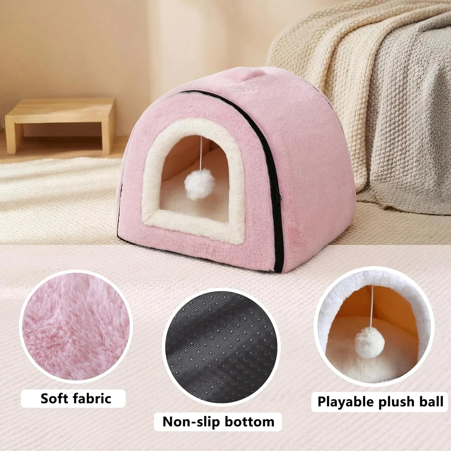 Caja de Descanso para Gatos Domésticos Reversible - Refugio Acogedor con Base Antideslizante y Resistente al Agua — imagen 17