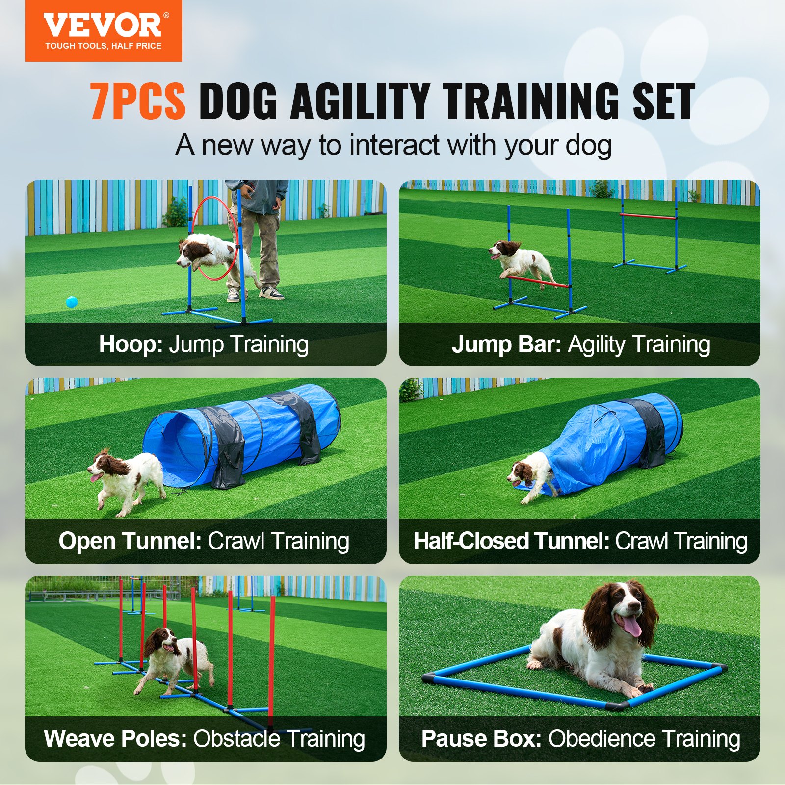 Equipo de Entrenamiento de Agilidad para Perros 7 Piezas con Obstáculos y Túneles — imagen 2