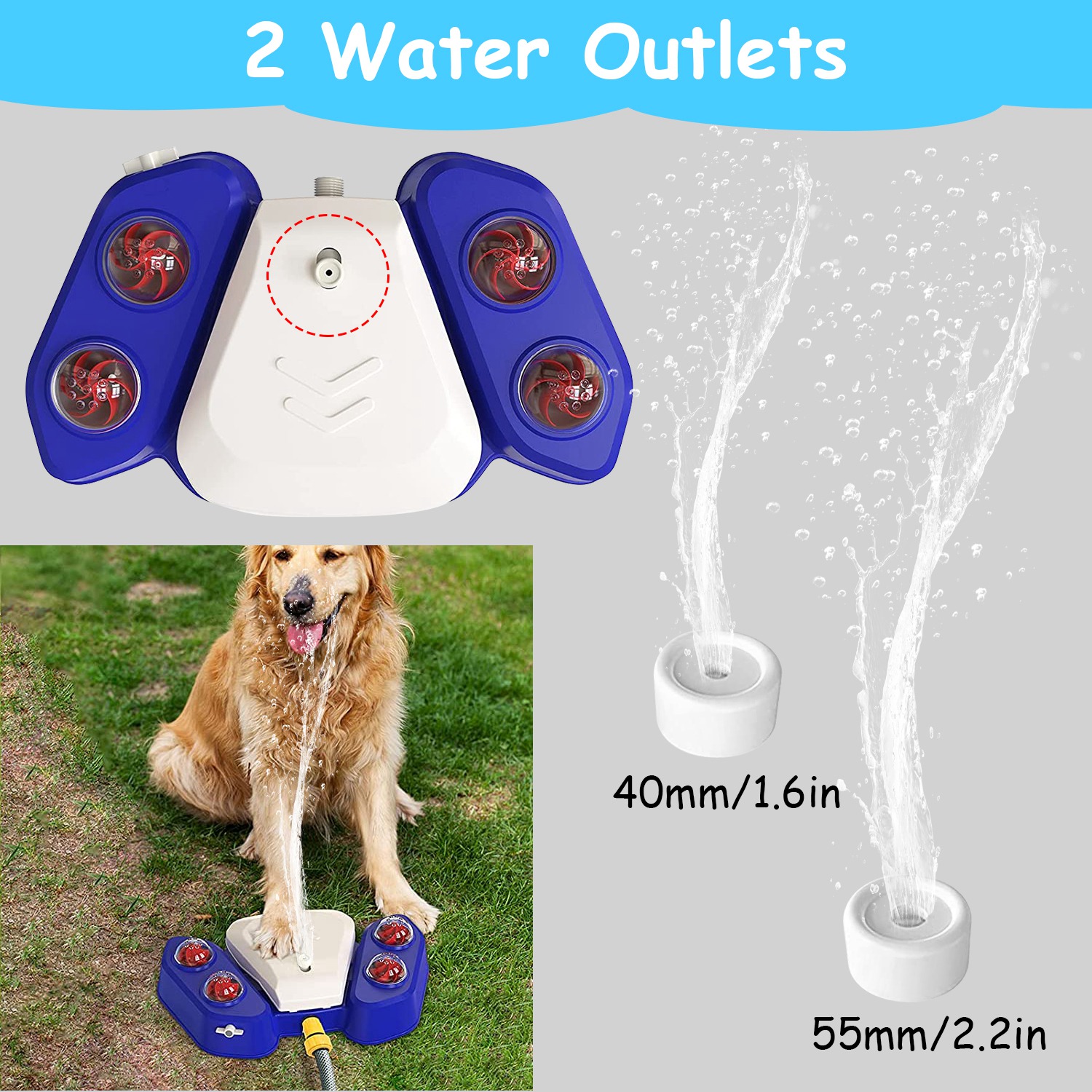 Blue-Yellow Color Options - 1Pc Dog Water Fountain Multifunctional Automatic Pet Water Dispenser Outdoor Step-on Activated Sprinkler For Drinking Shower Fun — image 14