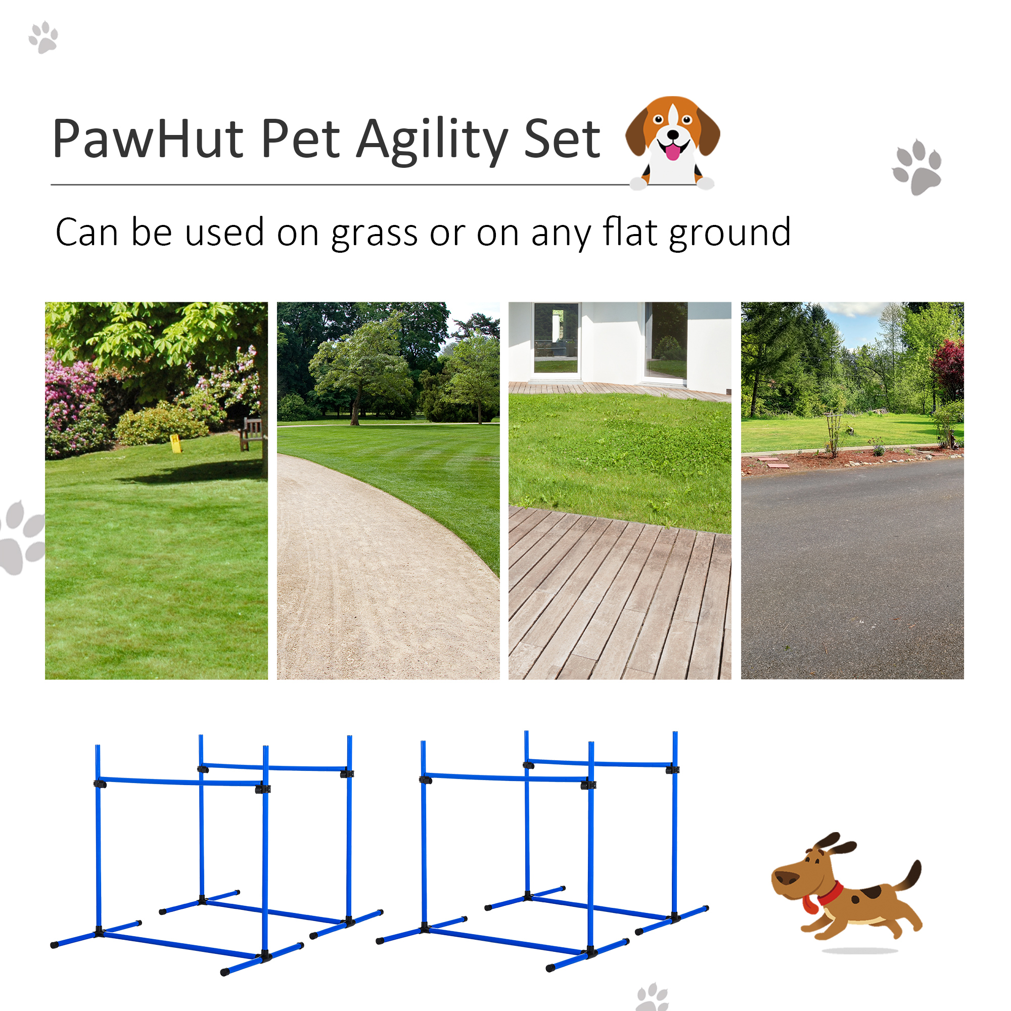 4 Piece Dog Agility Starter Kit with Adjustable Height Jump Bars, Included Carry Bag & Displacing Top Bar - Blue — image 5