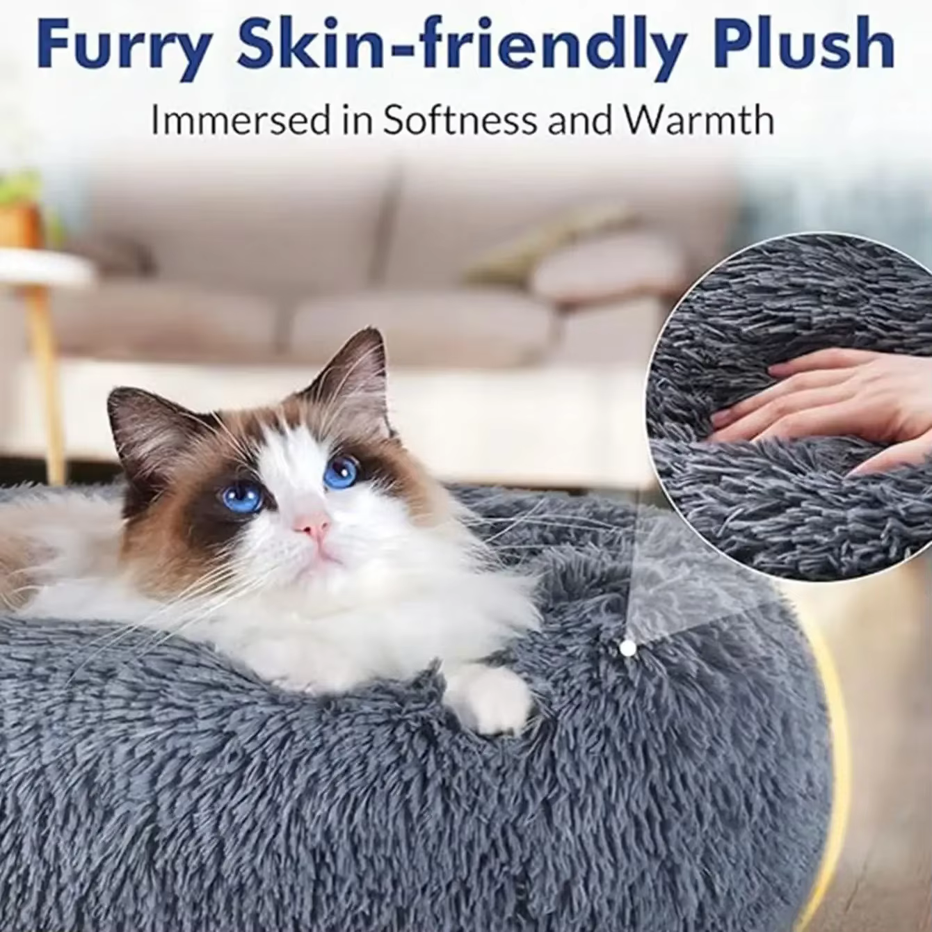 40-90cm 6 Sizes Round Pet Bed for Large Dog Bed Super Soft Cat Bed Plush Dog House for Medium Dog House Winter Warm Sleeping — image 3