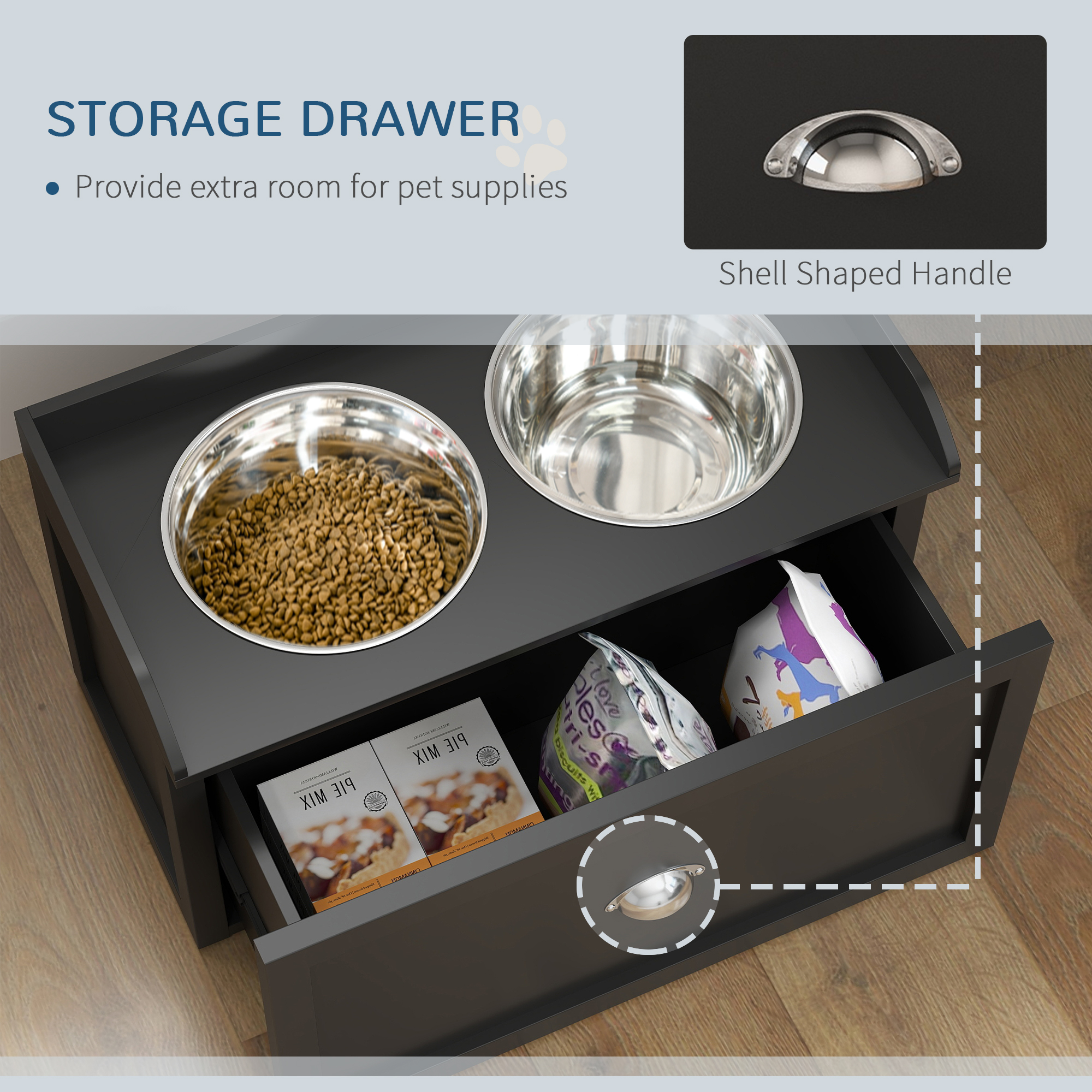 Pet Feeding Station Pet Dish Bowl Set with Storage, 2 Elevated Dog Bowls for Large Sized Dogs, Black — image 8