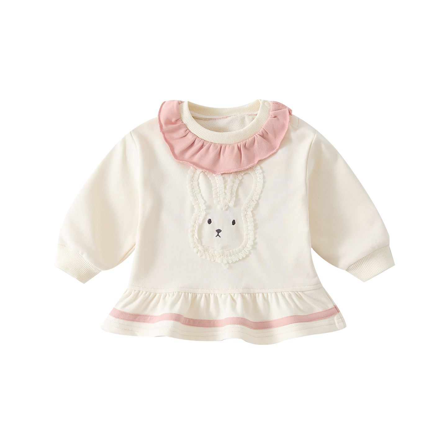 Cute Rabbit Long Sleeve Top for Baby Girls Sweet Cartoon Hoodie Sweatshirt — image 2