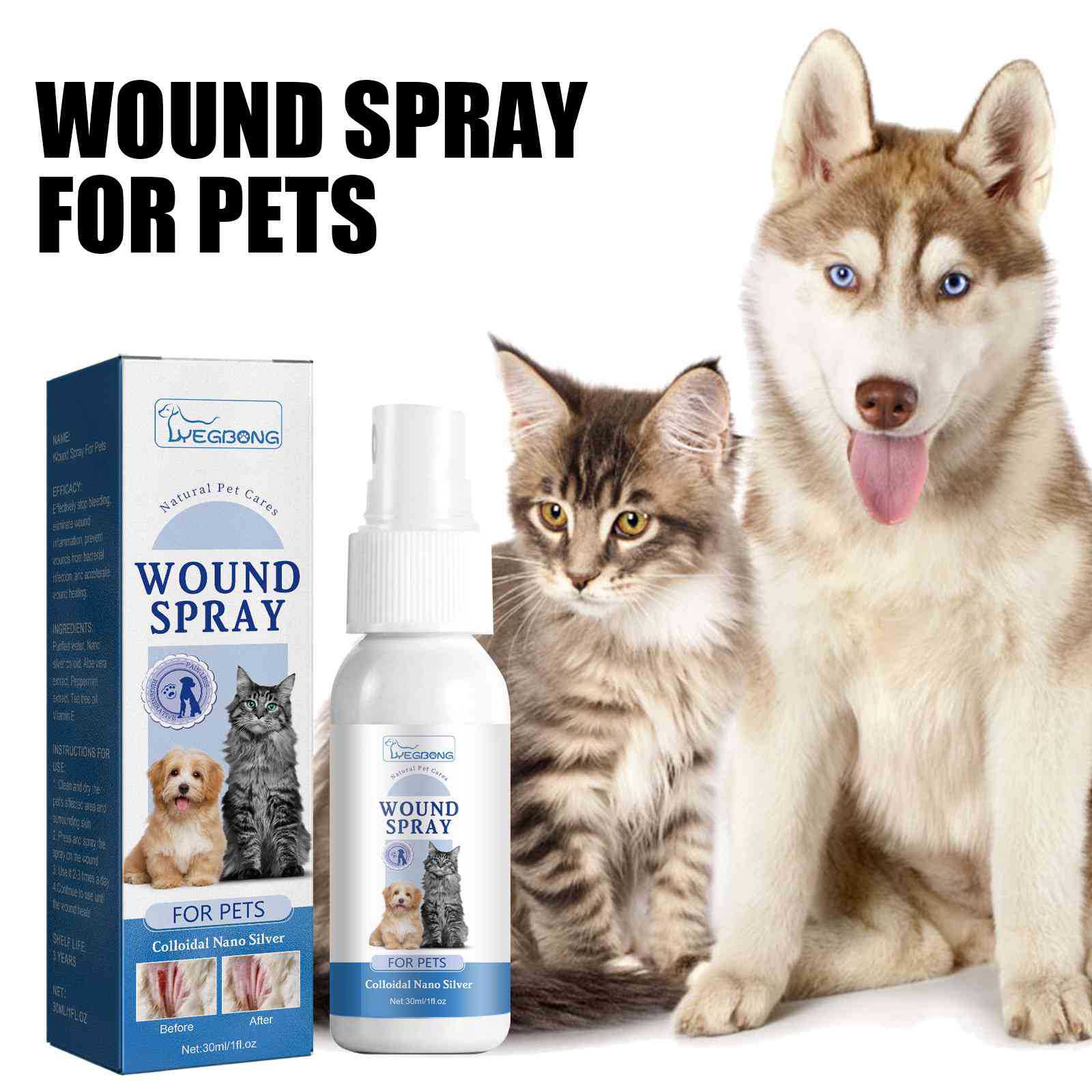 Spray de Cuidado de Heridas para Mascotas Alivia Rasguños en Perros y Gatos — imagen 2
