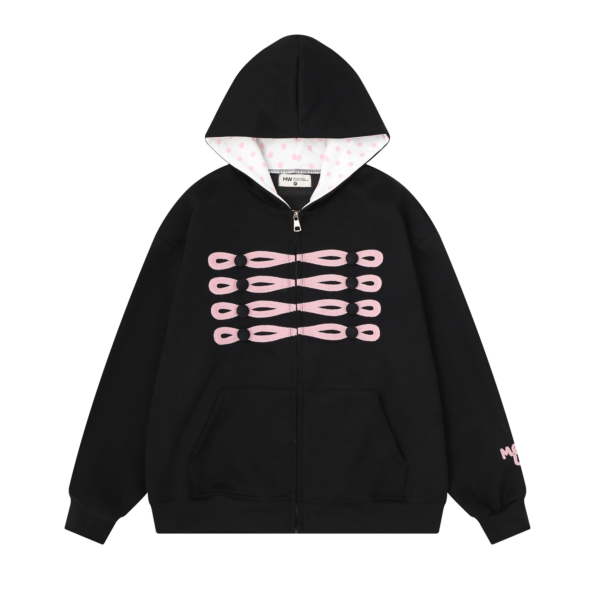 Women's Tie-Dye Hooded Cardigan with Cartoon Kitten Embroidery, Loose Fit Open Front — image 4
