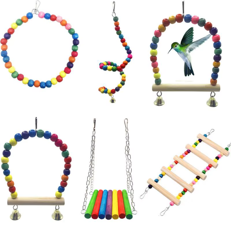 Columpio de pájaro colorido, escalera de nube, estación de escalada, palo de columpio, juguetes para masticar, juguetes de escalada para pájaros, accesorios para jaula de pájaros — imagen 5