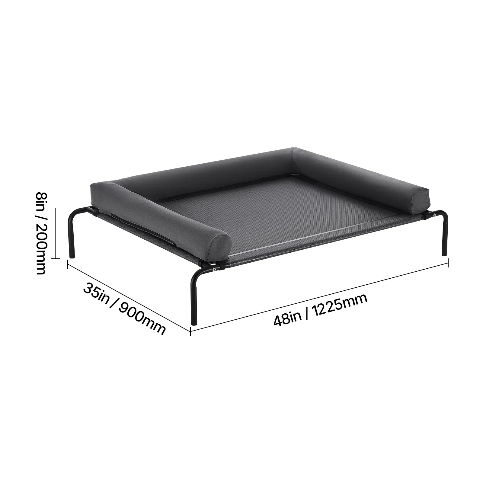 Cama para Perros Elevada XL para Grandes Razas, Cama para Perros con Almohada Lavable y Estructura de Acero Resistentísima, Ventilación para Perros Calientes, Malla Teslin Transpirable, Gris — imagen 4