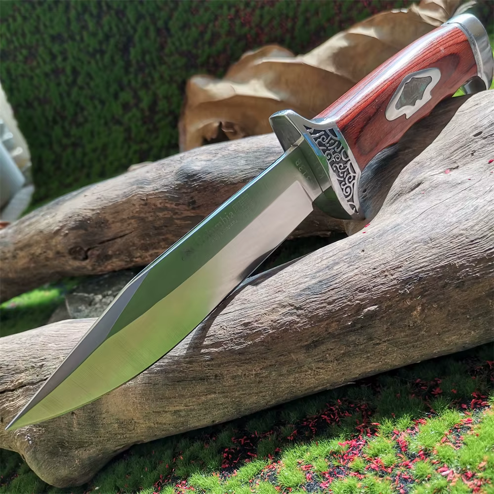 Outdoor Camping Knife, Fixed Blade Straight Knife with Wood Handle, 7Cr13 Steel Blade, Tactical and Survival Tool with Scabbard — image 2