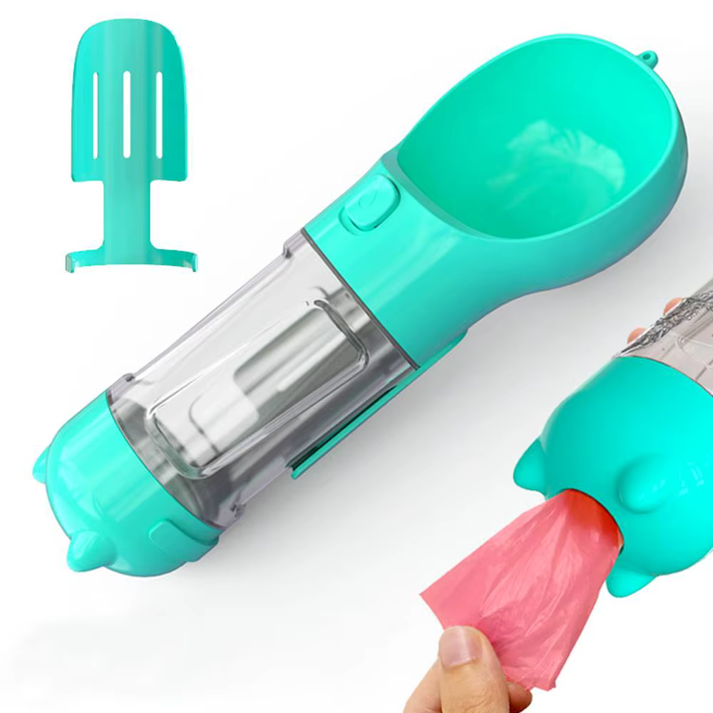 Portable Pet Cat Dog Water Bottle Feeder Container Drinking Bowl Dispenser With Poop Shovel Plastic Bags Leak Proof Lock Sale — image 10