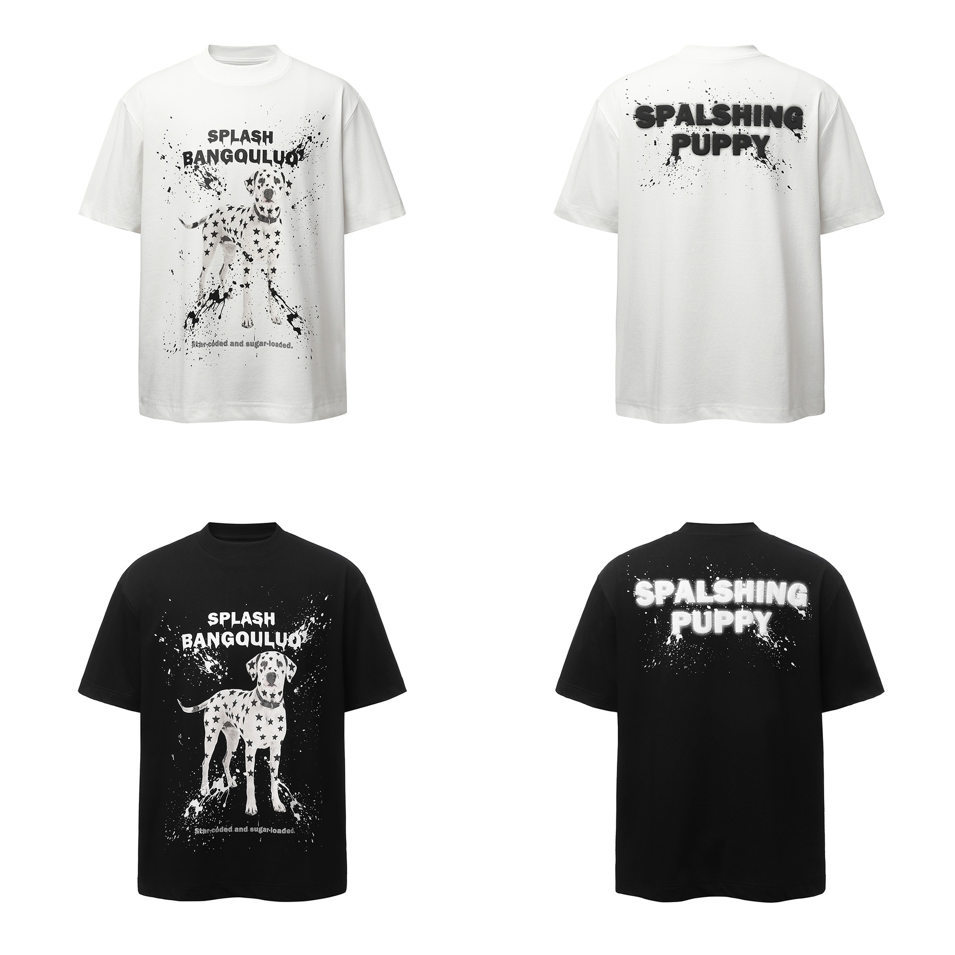 Spotted dog ink splatter printed short sleeved shirt — image 6
