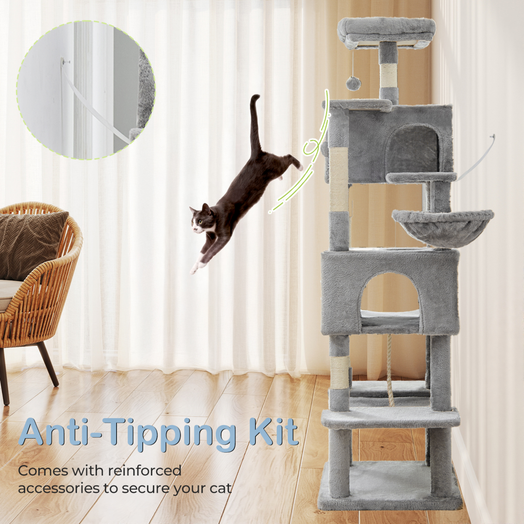 Torre para Gatos de Gran Tamaño, Plataforma Multigato con Hammock y Casa para Gatos Individuales — imagen 14
