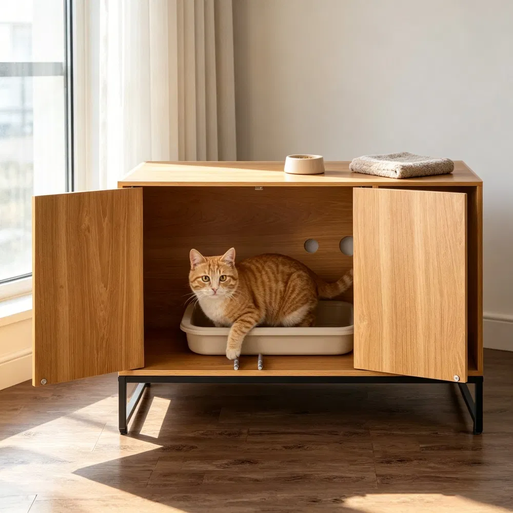 Wooden Cat Box Cabinet — image 1