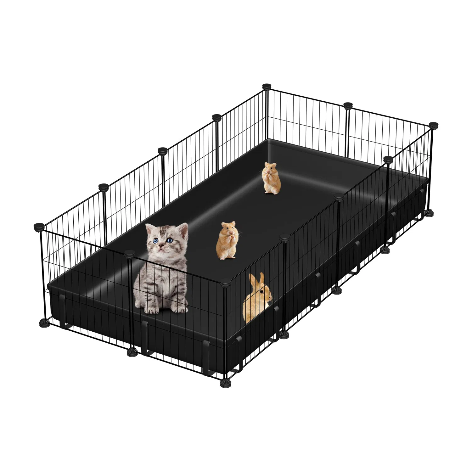 47x24x12" Guinea Pig Cage Small Animal Playpen DIY Metal Pet Enclosure with 20 Panels Waterproof Floor Mat for Hedgehogs Chickens Ducklings Rabbits Hamsters — image 10