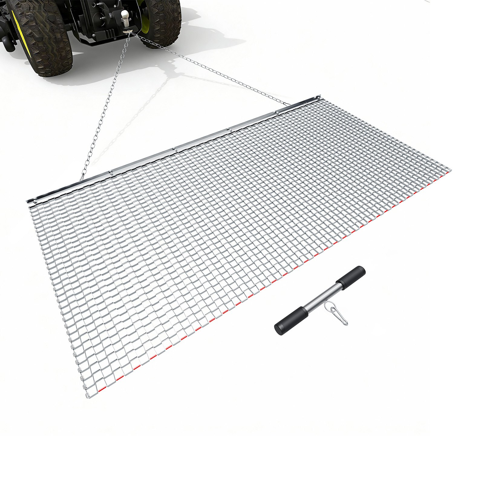 Drag Harrow, 6 X 3 Ft, High-Efficiency Chain Harrow Rake, ATVs UTVs Tractors Attachments, Durable Galvanized Steel Mesh Drag Mat With Towing Chain, For Gravel Driveway Ruts Farm Field Leveling — imagen 1
