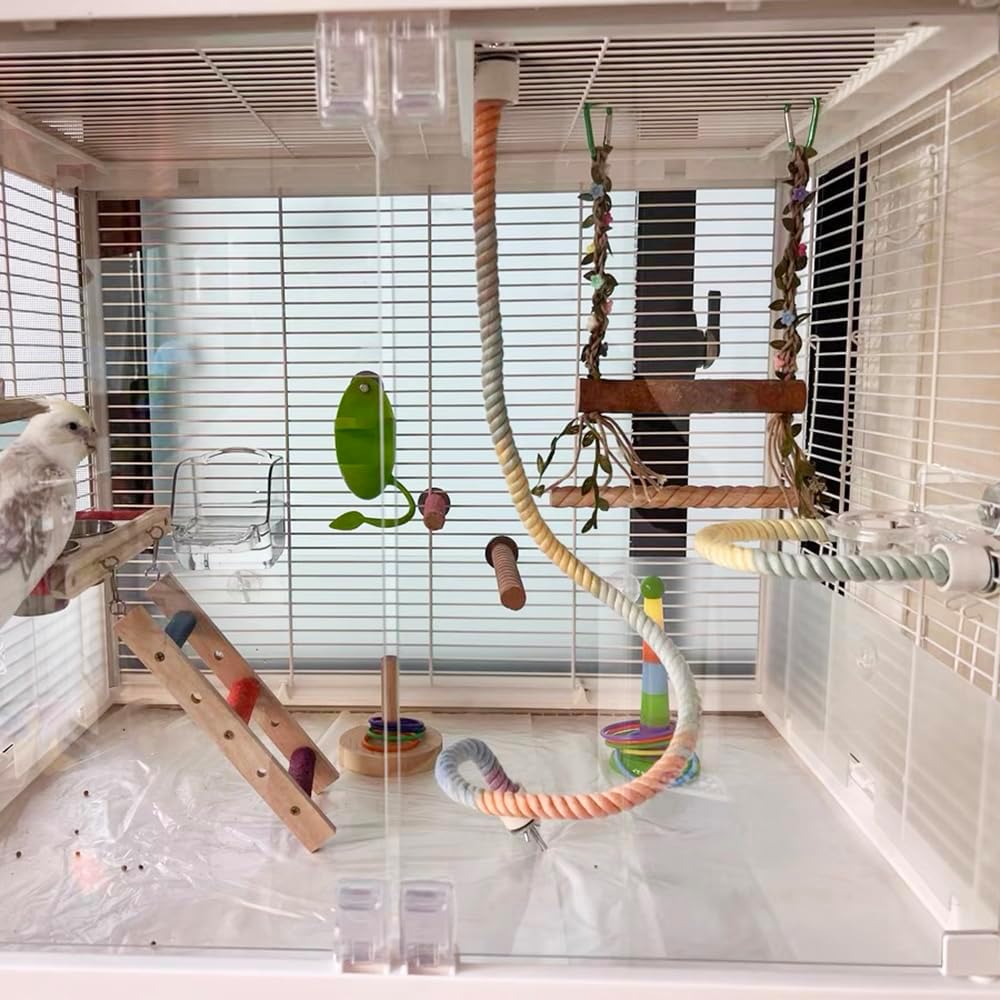 Percha de Cuerda Colorida en Gradiente para Jaulas de Aves - Accesorio de Escalada y Entretenimiento para Canarios, Cacatúas y Glideres de Azúcar — imagen 10