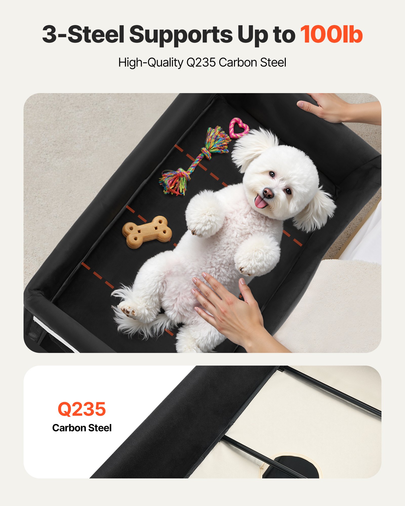 Cama de Descanso Elevada para Mascotas con Ruedas y Bolsillos Lateral — imagen 3
