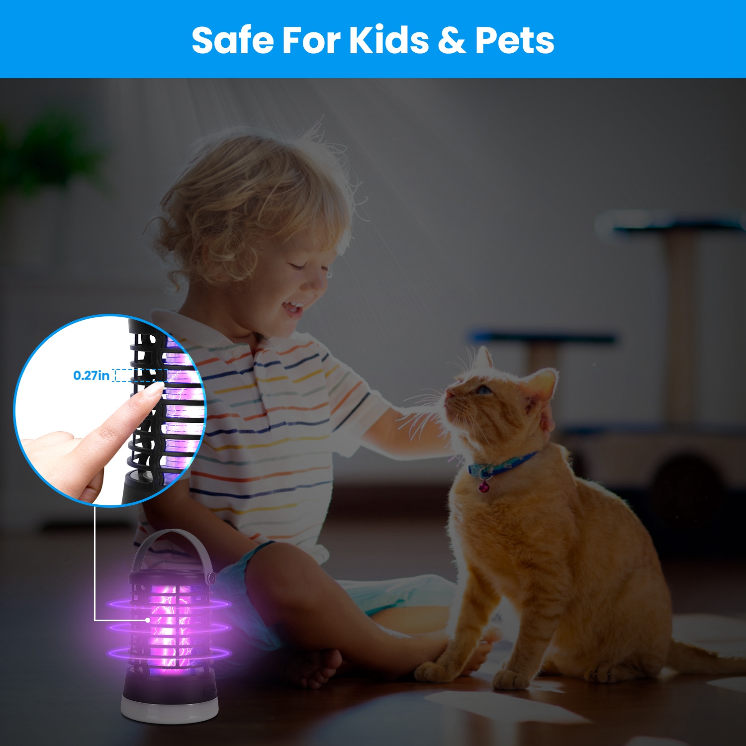 Lámpara Matamosquitos 4 en 1, Recargable, Antimosquitos para Interior y Exterior, Impermeable, Lámpara Matamosquitos con 3 Modos de Iluminación para Patio, Jardín y Hogar — imagen 4