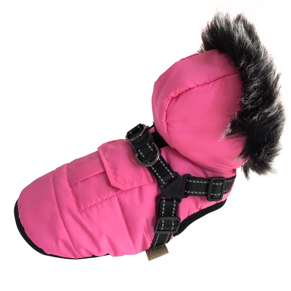 New Pet Cotton Clothes Reflective Warmth Dog Clothes Winter Wool Collar Plus Cotton Pet Clothing Cotton Vest Coat — image 6