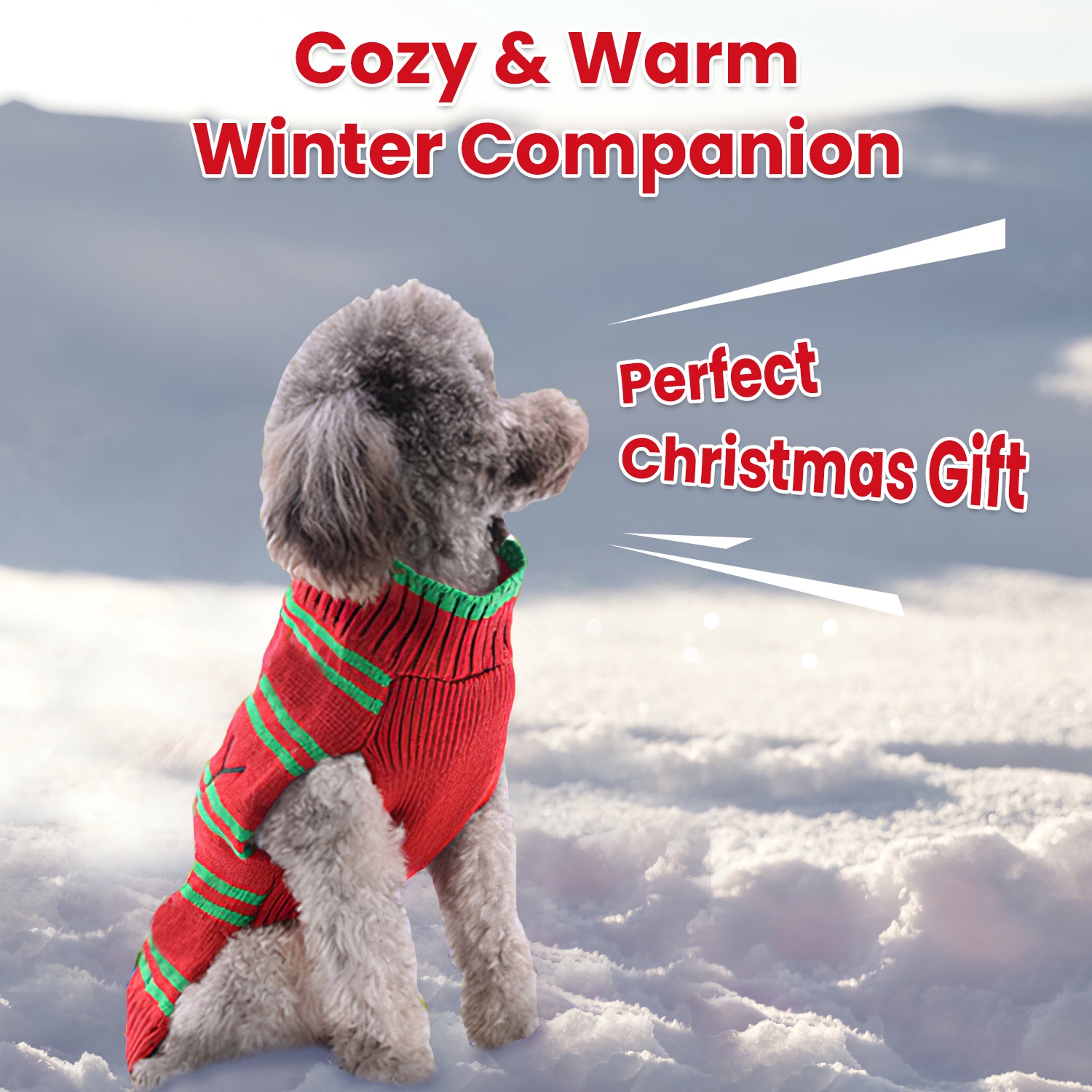 2 Patrones y 4 Tallas a Elegir - 1 Pieza de Suéter Navideño de Cuello Alto Para Mascotas, Ropa Navideña Para Perros y Gatos, Disfraz de Rayas con Muñeco de Nieve, Suéter de Invierno Para Gatitos y Cachorros Pequeños y Medianos — imagen 11