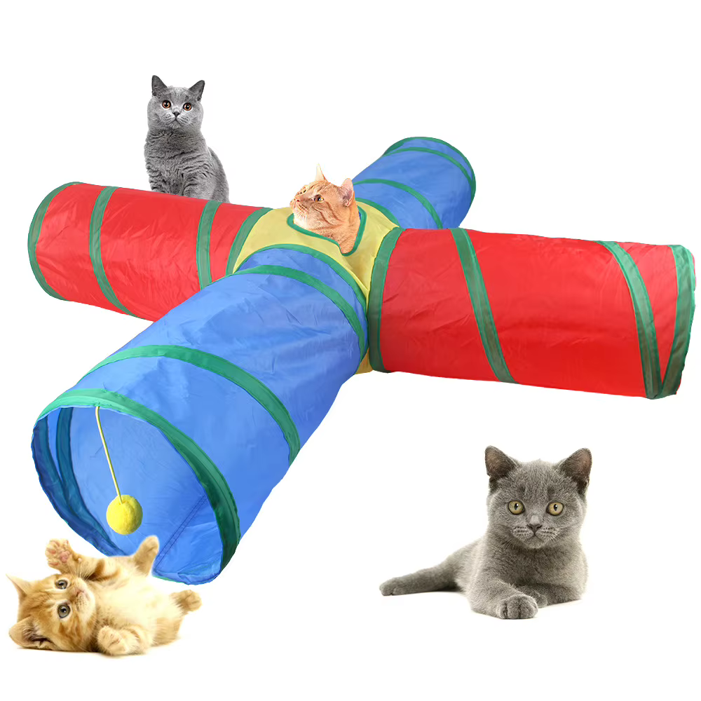 Túnel para gatos 5/4/3 agujeros, juguetes divertidos para gatos, juguetes plegables, interactivos, con conejo, juegos de animales, juguete para gatos, productos para mascotas — imagen 5