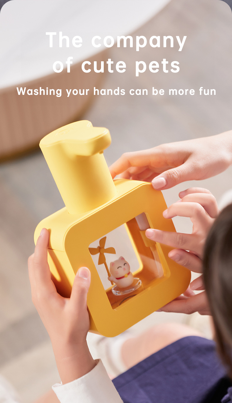Cute Cat Rechargeable Touchless Automatic Soap Dispenser 400ml Kids foam Soap Dispenser with Night Light — image 17