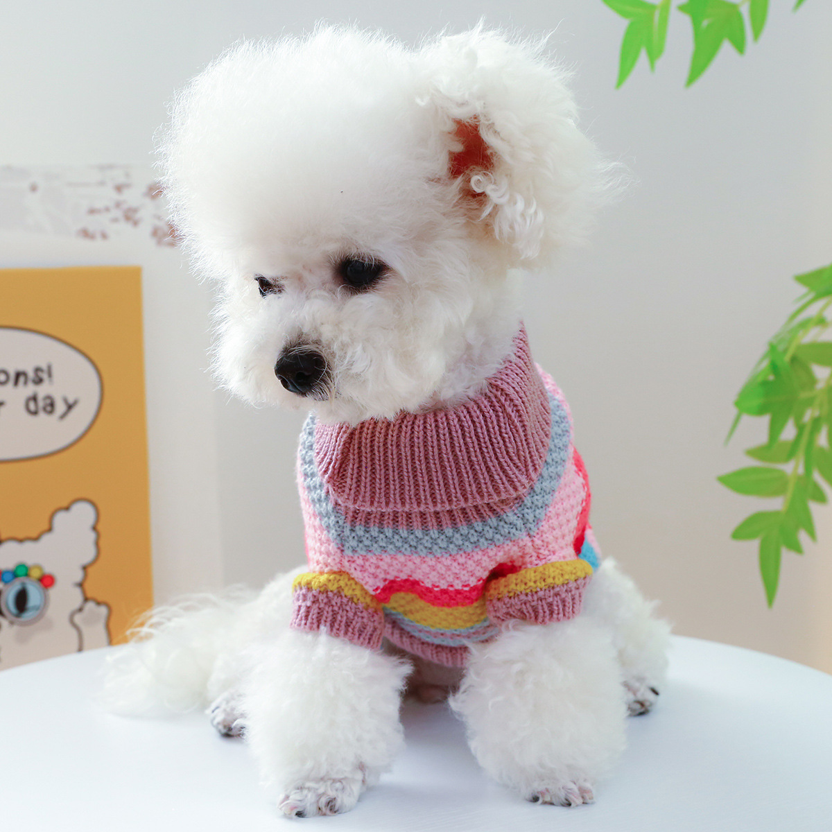Sudadera cómoda de rayas coloridas para mascotas — imagen 2