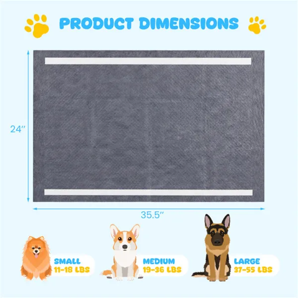 Paquete de 150 Planchas de Carbono Activado para Perros, 35,5"x24", Gran Tamaño 6 Capas Control de Olor para Entrenamiento Canino — imagen 3
