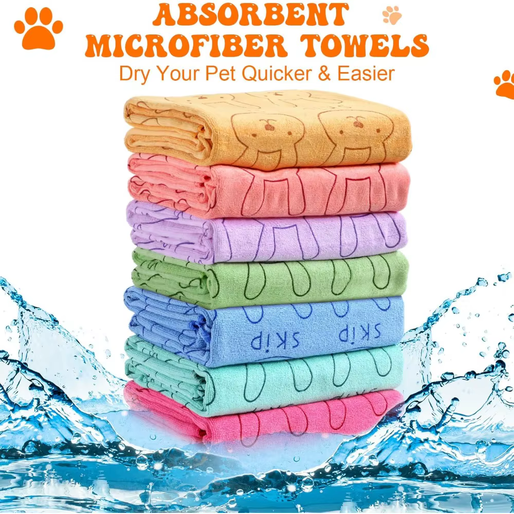 2Pcs Dog Drying Towels Bulk Pet Grooming Absorbent Microfiber Dog Bath Towels Quick Drying Puppy Bathing Towel — image 2