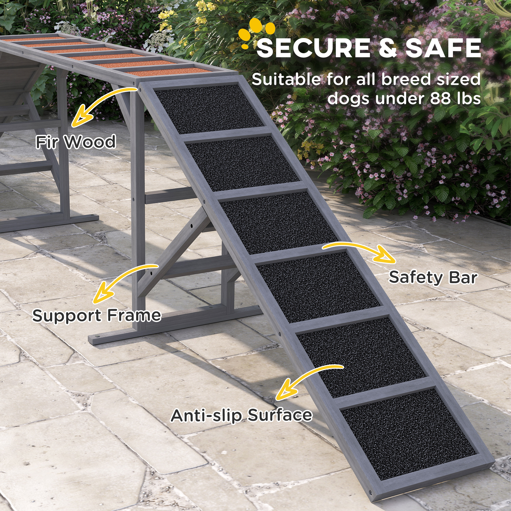 Equipo de Agilidad Canina con Barra de Seguridad, Superficie Antideslizante, para Entrenamiento de Caminata y Pausa, Gris — imagen 4