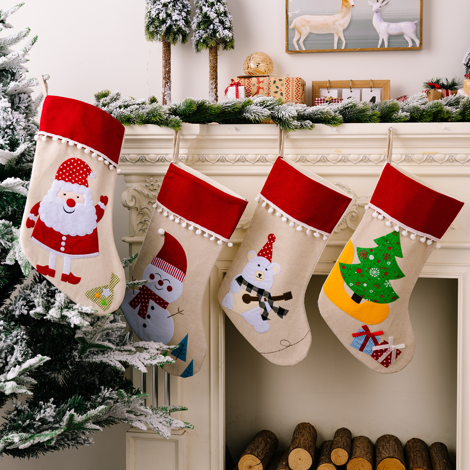 Christmas Decorations Cartoon Christmas Socks Creative Elk Santa Claus Christmas Gift Socks Gift Bag — image 2