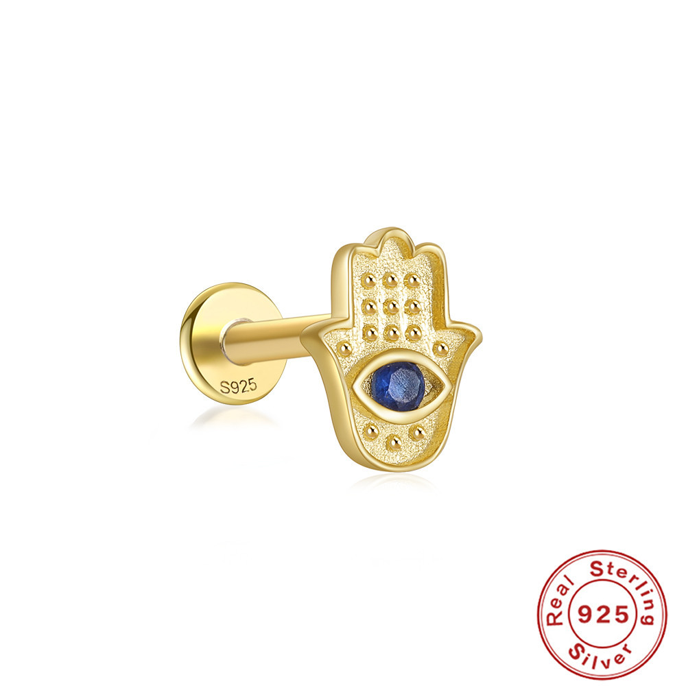 Pendientes de plata esterlina S925 con insignia de viento triple cielo, adorno de mariposa super hada, perforación interna, hilo interno, cabeza plana — imagen 12