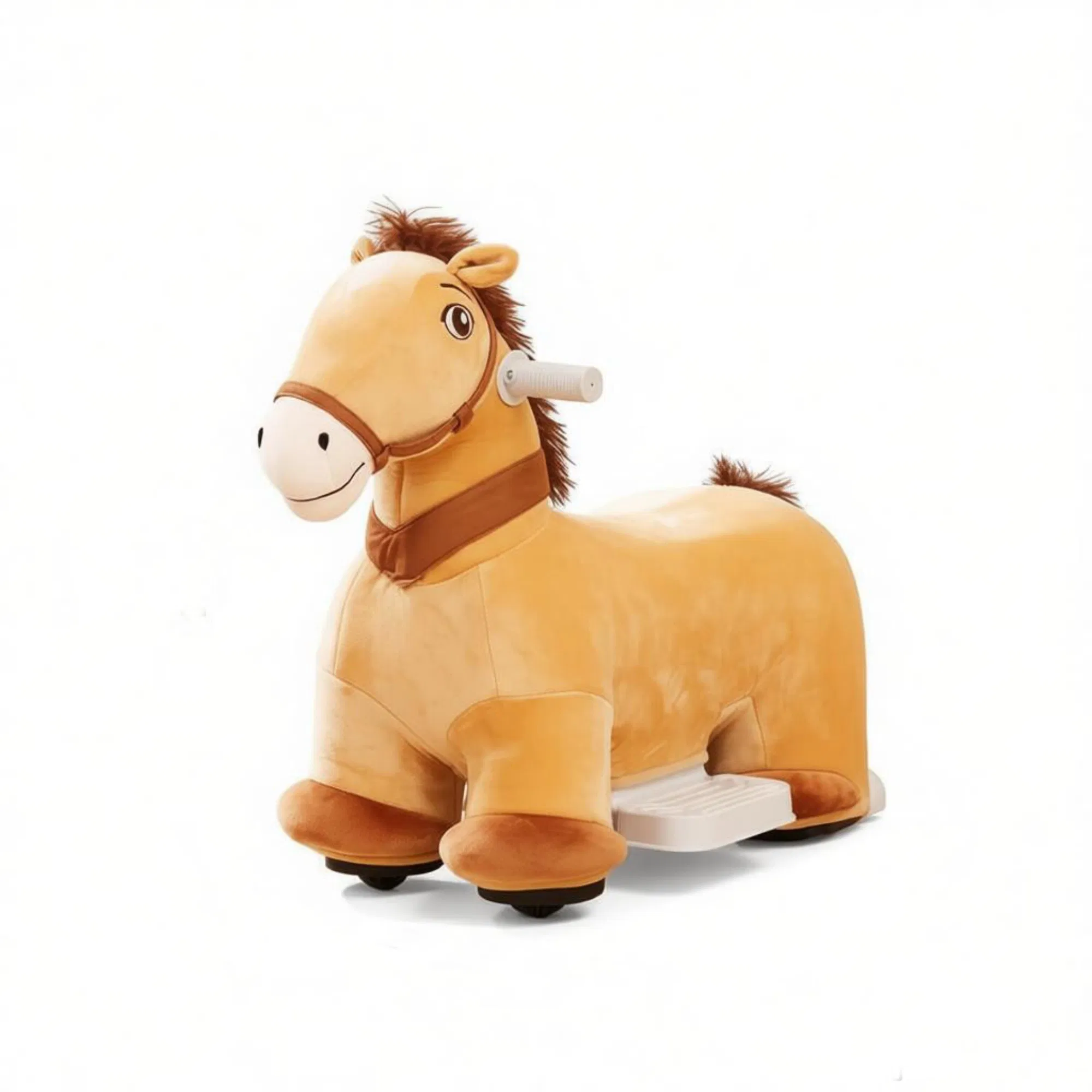 Brown 6V Electric Ride On Pony: Battery Powered Toddler Toy with Music, Forward Movement & Silent PU Wheels for 18-36 Months Old — imagen 2