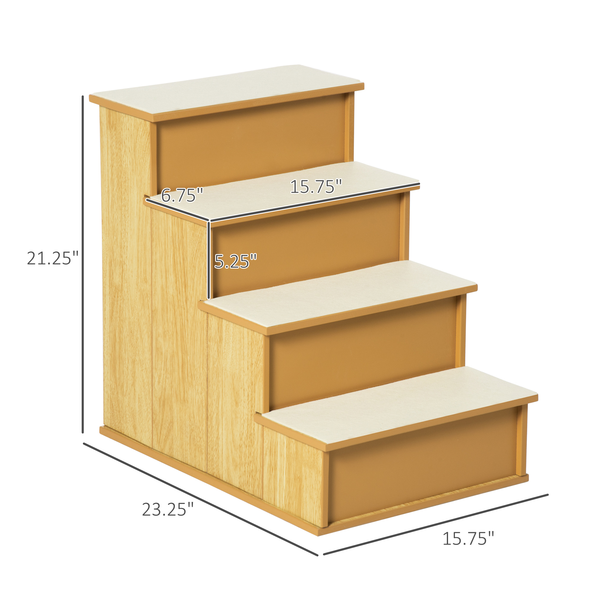 Pet Stairs, Small Pet Steps With Cushioned Removable Covering For Dogs And Cats Up To 22 Lbs, Natural — imagen 3