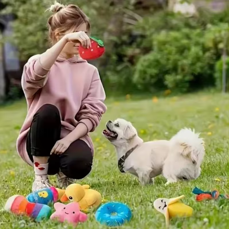 12 Pack Squeaky Dog Plush Toys Random Mixed Stuffed Chew Toys Interactive Teething Soft Pet Toy Set for Small Medium Dogs — image 4