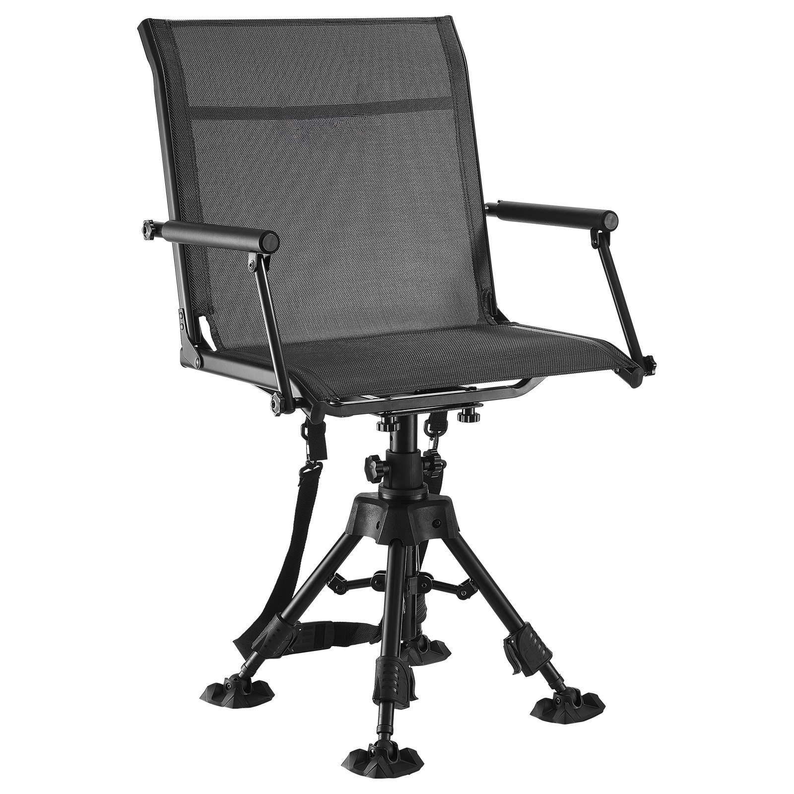 Silla de Caza Silenciosa 360°, Asiento Portátil Plegable con Cadena de Protección, Estructura de Acero Pesada para Terreno, Con Accesorios de Brazo y Talones Antideslizantes, Capacidad de 158 kg para Pesca y Camping — imagen 1
