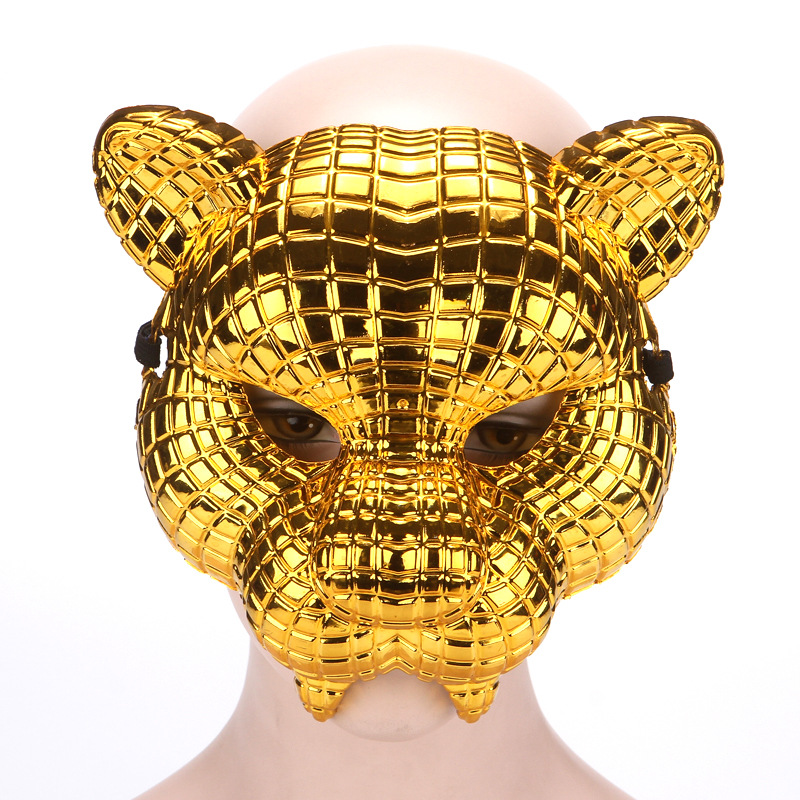 Halloween Lion Leopard Owl Pig Head Electroplated Mask Popular Movie Theme Costume Party Prop — image 3