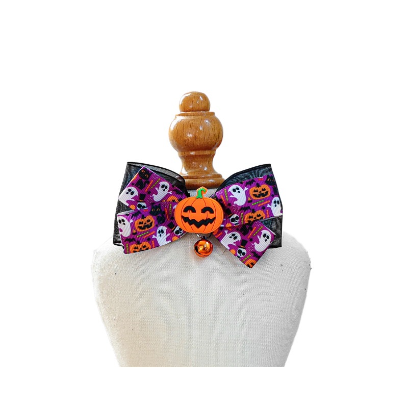 Pet Halloween Pet Collar with Funny Pumpkin Decoration, Dog Collar with Bow Tie, Cat Scarf for Small Dogs — image 6