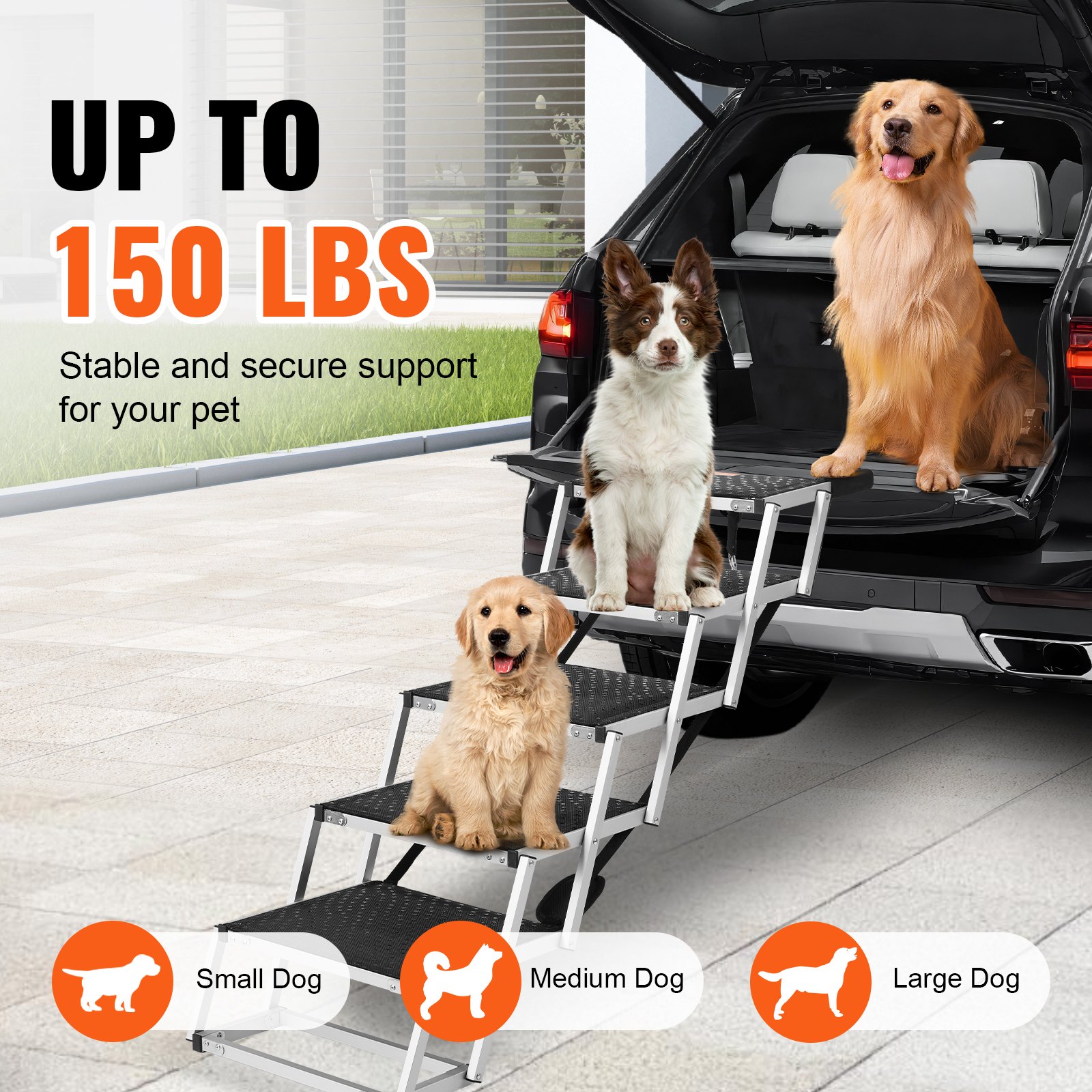 Dog Stair For Cars 5-step Folding Dog Steps Aluminum Loads Up To 150 Lbs — imagen 3