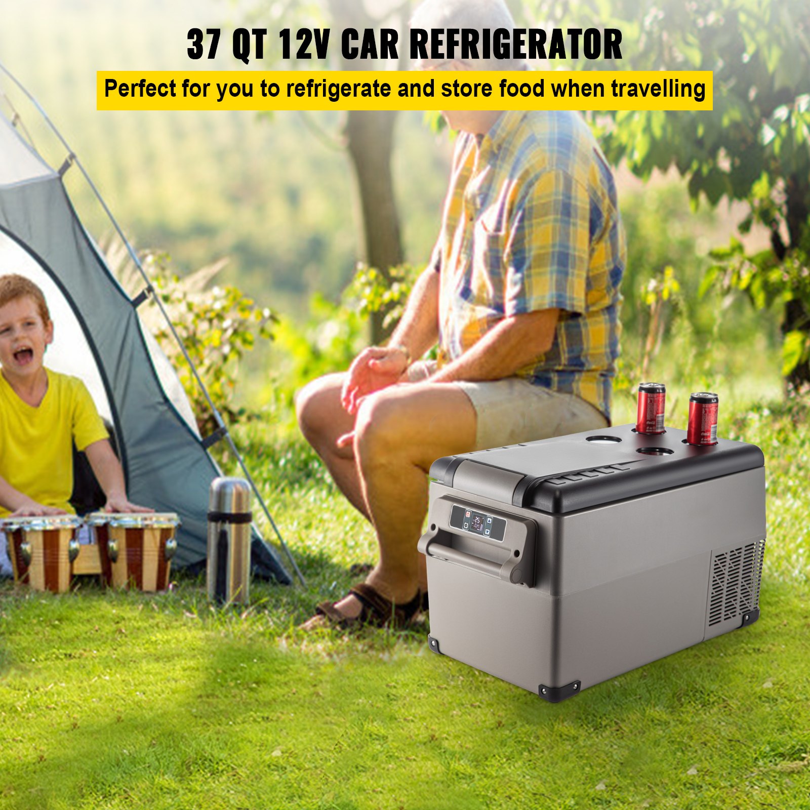 Portable Refrigerator 37 Quart(35 Liter), 12 Volt Refrigerator App Control(-4℉~68℉), Car Refrigerator Dual Zone With 12/24v DC & 110-240v AC For Camping, Travel, Fishing, Outdoor Or Home Use — image 3