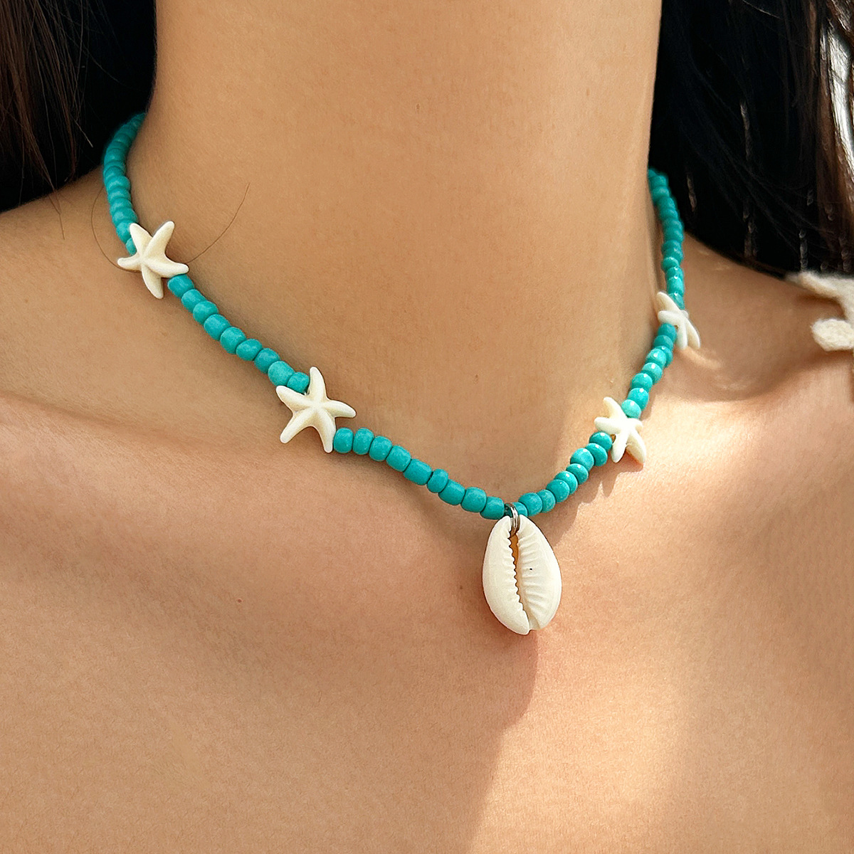 Collar de mariposa de viento para cuello, collar de concha del océano, collar estrella de mar versátil — imagen 8