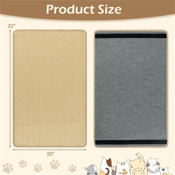 Paquete de 4 Tapetes Rascadores de Sisal Natural para Gatos 32"x20", Tapetes Multifuncionales para Descansar y Jugar para Hogares con Varios Gatos — imagen 3