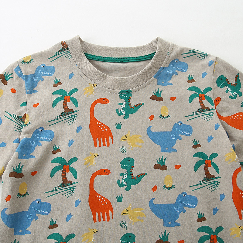 Cartoon dinosaur print boys' short sleeved T-shirt — image 4
