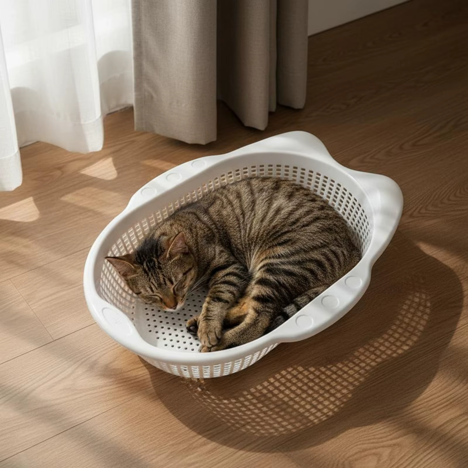 Pet Cat Bed Breathable Thickened Cat Basket with Mat Summer Cooling Indoor Pet Bedding Comfortable Soft Mat for Cats — image 2