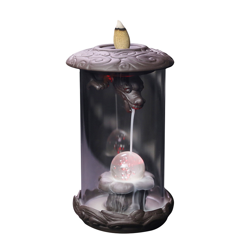Dragón de Arena Morada con Luces LED y Protección contra Viento - Incensario de Retroflujo para Decoración Hogareña — imagen 5