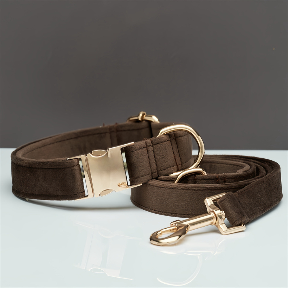 Conjunto de Cuerda y Collar de Tela de Algodón con Broche Metálico y Lazo Personalizable para Perros en Varios Colores — imagen 3
