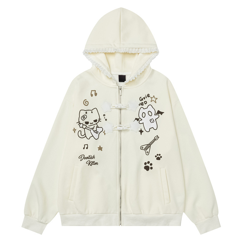 Cat print hooded cardigan sweater jacket — image 6