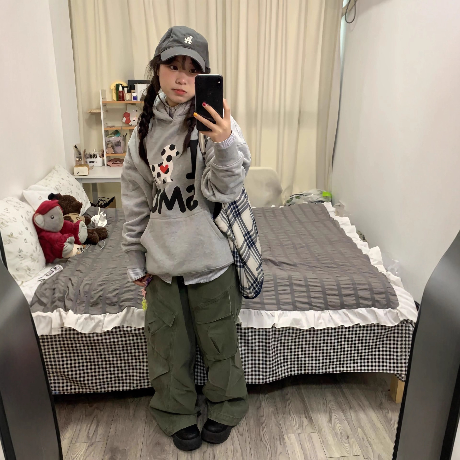 Cute Dog Print Hoodie for Women, College Style, Loose Fit — image 2