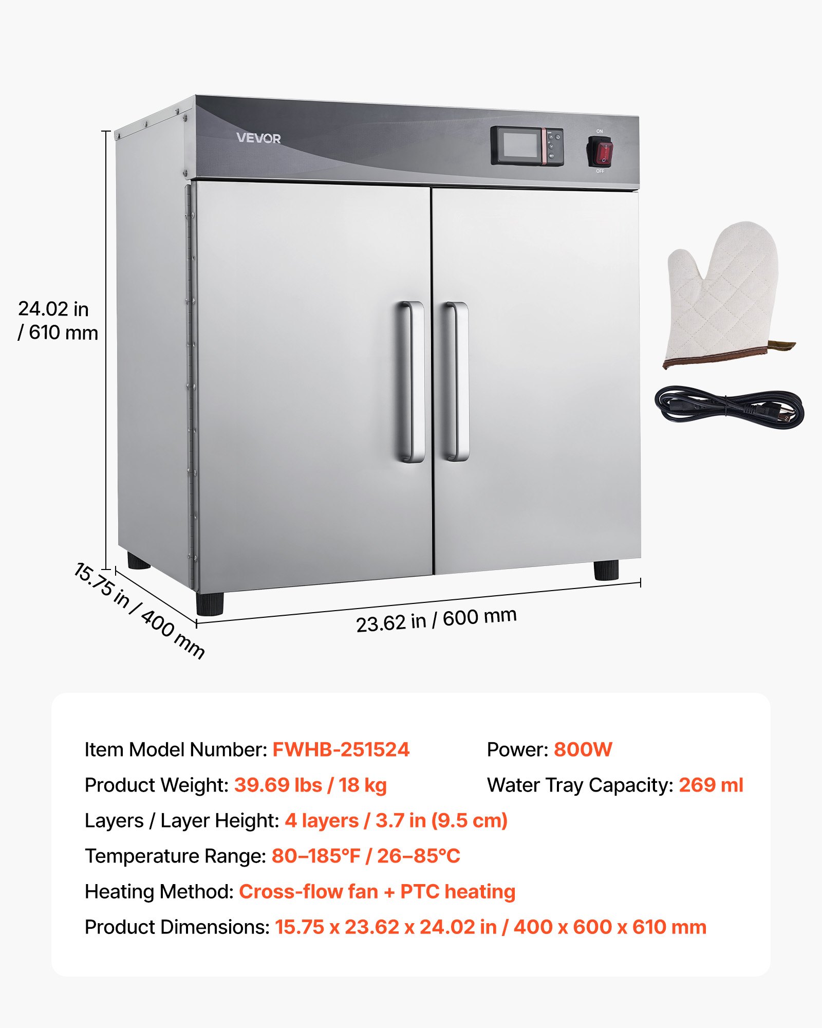 Caja Calor Eléctrica de Alimentos, 4 Niveles Comercial con Plato de Agua, Puertas Dobles y Ajustes de Estanterías, Armario de Calentamiento de Acero Inoxidable para Restaurantes, Cocinas y Pizzerías — imagen 1