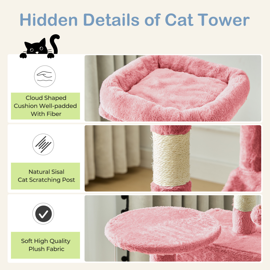 Torre para Gatos de Alto Rendimiento: Arbol Climático con Postes de Escarbar de Sisal Natural — imagen 8