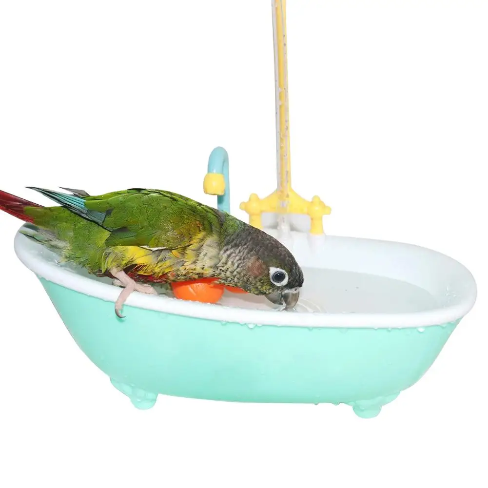 Pet Parrot Bathtub Parrot Shower Bird Bath Cage Automatic Parrot Shower Bowl Birds Accessory Household Plastic Parakeet Supplies